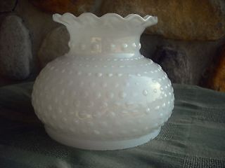 Vintage white milk glass hurricane hobnail lamp shade   multiples 
