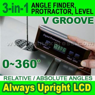 Digital LCD Protractor Angle Finder Level Inclinometer Magnetic V 