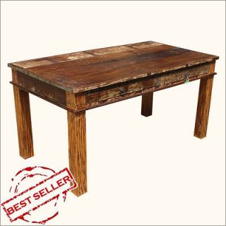 Drawers Rustic Reclaimed Wood Distressed Dining Table Furniture for 