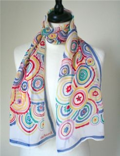 Cacharel circle print long sheer vintage silk scarf