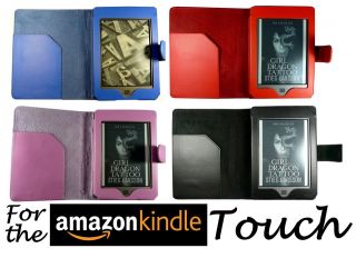 for  KINDLE TOUCH WIFI & 3G LEATHER CASE COVER WALLET WITH FULL 