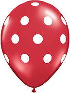 Red Polka with white Dot Set of (10) 11 Qualatex Latex Balloons