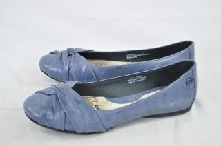 BORN LILLY BLUE LEATHER BALLET FLATS WRAPPED FABRIC FRONT