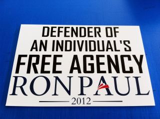 Ron Paul FREE AGENCY yard pole sign sticker LDS Latter Day Saints 