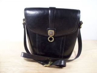 Vintage BRIGHTON Black Leather Shoulder Womens Hand Bag Satchel cross 