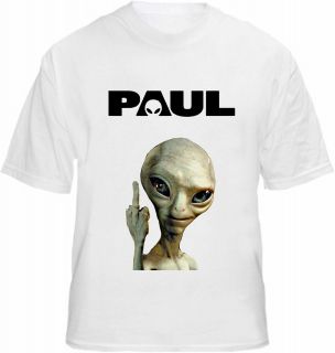Paul Alien T shirt Movie Rude Finger Stag Shaun Fuzz