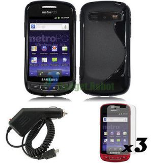 For Samsung ADMIRE VITALITY BLACK GEL CASE COVER+CAR CHARGER+SCREEN 