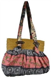   BOHO Style Bag COTTON & STRAW HOBO Handbag PURSE   CHOICE OF COLORS