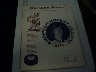 Newly listed Vintage 1972/73 AHL Hershey Bears Hockey Program