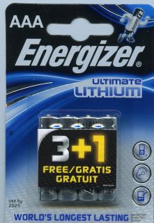 Energizer Ultimate Lithium AAA/L92/FR03/LR03 1.5v Pack of four NEW UK 