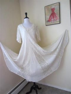 Vintage 80s Sheer Lace Dress GYPSY Boho Off White Ivory Wedding 