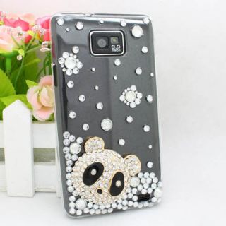 Handemade Black Panda Diamond Hard Case Cover For Samsung Galaxy S II 