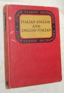 Italian English and English Italian Junior Classic Dictionary (1941 