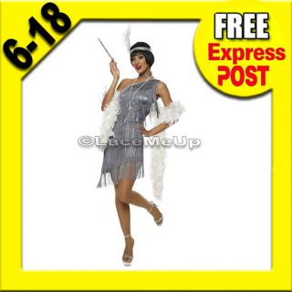 20s flapper costume fancy dress Halloween grey feather boa choker 8 