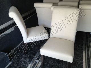   PB Comfort Upholstered Dining Armless Side Slipper Chair linen $349