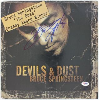 BRUCE SPRINGSTEEN DEVILS & DUST SIGNED ALBUM COVER W/ VINYL PSA/DNA # 