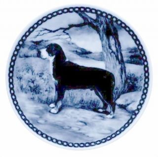 GREATER SWISS MOUNTAIN DOG DANISH BLUE PORCELAIN PLATE #7200