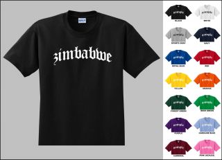 Country of Zimbabwe Old English Font Vintage Style Letters T shirt