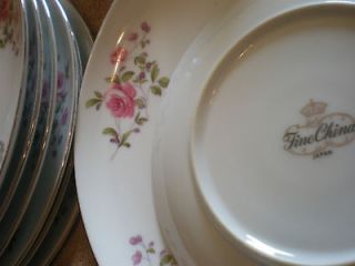 Crown) Fine China Japan BB Plates & 4 Saucers   Pink & Purple 