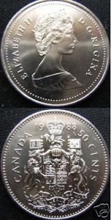 1988 Canadian 50 Cent Piece Uncirculated S​uper Coin