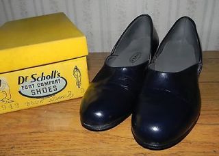 Vintage 1940s Dr Scholls womans pumps heels slipper shoes Navy 