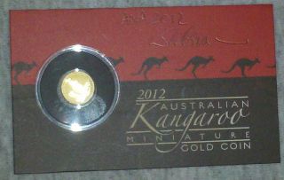 2012 Australian Kangaroo Miniature gold coin 0.5 Gram card signed by 