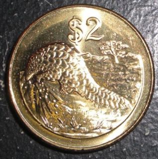 2001 Zimbabwe 2 dollars Pangolin Armadillo animal coin