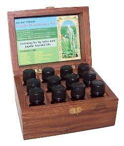 Essential Oil Box Wooden 12 Holes Case Holder with Aromatherapy Oils 