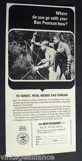Vintage archery image of boys w/ Ben Pearson bows 60s Print Ad