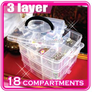 Layer Storage Plastic Box w/ 18 compartments Nail Art