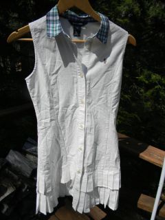 NWT Ralph Lauren Polo Kids Girls Junior Sz 16 White Sleeveless Shirt 