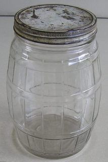   Gallon Barrel Glass Kitchen Hoosier Pickle Jar Tin Lid. 10 tall x 7