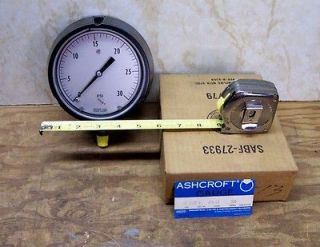 ASHCROFT GAUGE Size 45 Cat. No. 1220A (35390 13), Range 0 30 PSI, N.O 