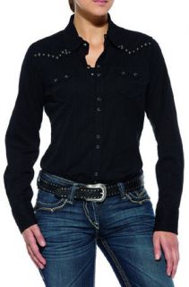 Ariat Amori Black Metal Beaded Detailed Long Sleeve Shirt 10009136 NEW 