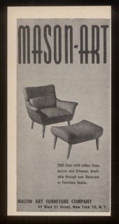1952 Mason Art furniture modern chair ottoman photo ad