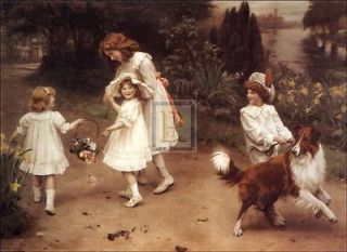 ARTHUR ELSLEY Love At First Sight collie girls PRINT