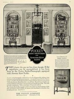 1925 Ad Pooley Radio Phonograph Atwater Kent Cabinet   ORIGINAL 