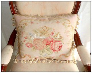 Shabby Rose Chic French Aubusson Pillow FADED PASTEL PINK ~ Chair Bed 