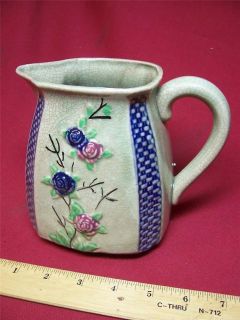 old vtg MADE IN JAPAN #2 ceramic floral pitcher raised flowers 