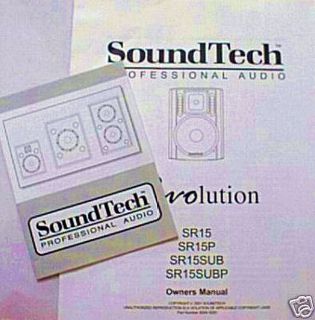 Owners Manual for Soundtech Revolution SR15 SR15P SR15SUB SRSUBP 