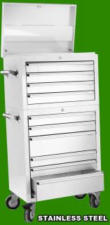 26 10 Draw Stainless Steel Tool Box Chest on Roll Cabinet Snap Lock 