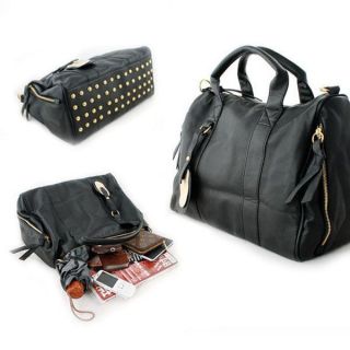   Popular Ladies Big Studded Handbag Women Shoulder Bags Totes Black 98