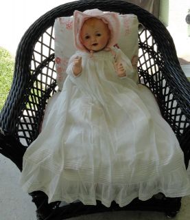ANTIQUE VTG EFFANBEE LOVUMS BABY DOLL 28 in CHRISTENING GOWN COMPO 