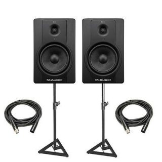 Audio BX8 D2 8 Studio Monitors w/ studio monitor stands + 2 XLR 