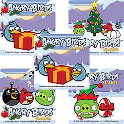 15 Angry Birds Christmas Stickers Party Favors Teacher Supply 