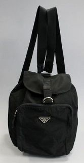 AUTH PRADA Black Nylon Mini Backpack Handbag