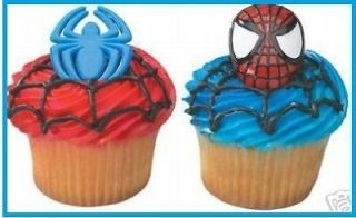   CAKE TOPPER CUPCAKE RINGS SPIDERMAN 6 BAKERY SUPPLIES BIRTHDAY PARTY