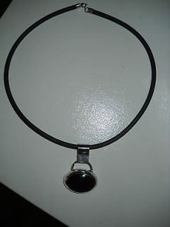 Sterling Silver 925 Slide Pendant Black Glass South West Necklace 