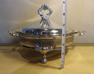 LEAD SILVER PLATED ROUND CASSEROLE DISH FB ROGERS 3 piece