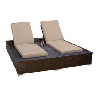Tk Classics Jamai​ca Outdoor Wicker Patio Double Chaise Lounge Sand 